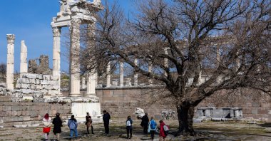 Tourists visit the ancient city of Pergamon, Bergama, Izmir, western Türkiye, March 5, 2026. (Reuters Photo)