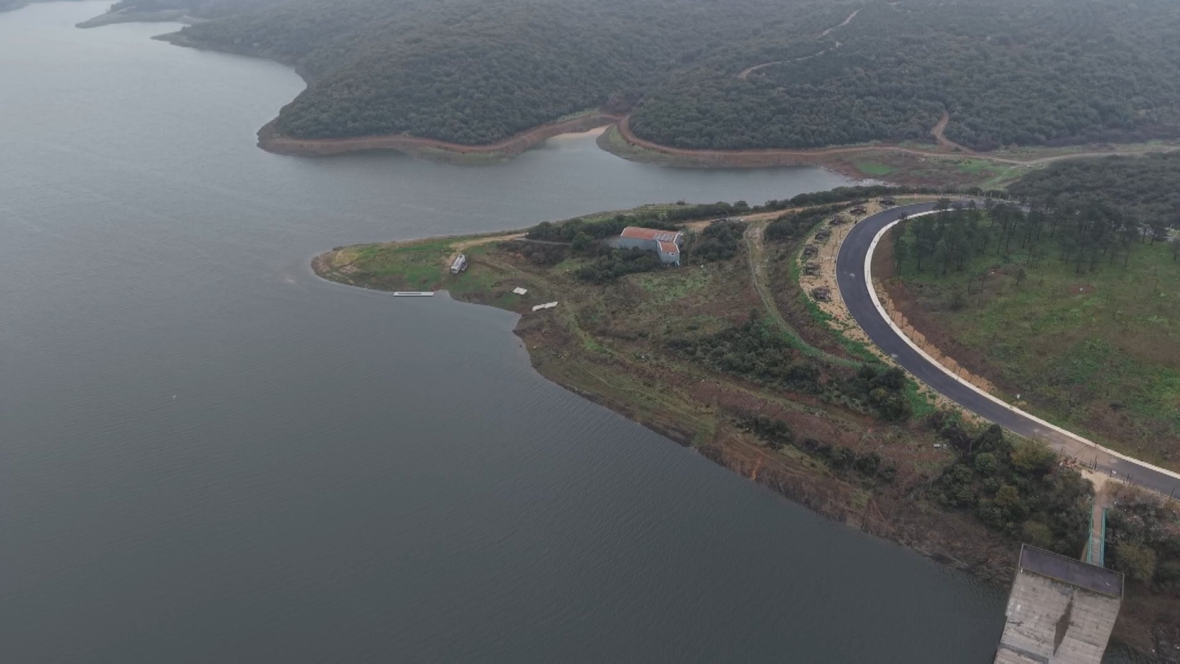 An aerial view of rising water levels in dams after intermittent rainfall, Istanbul, Türkiye, March 23, 2026. (DHA Photo)