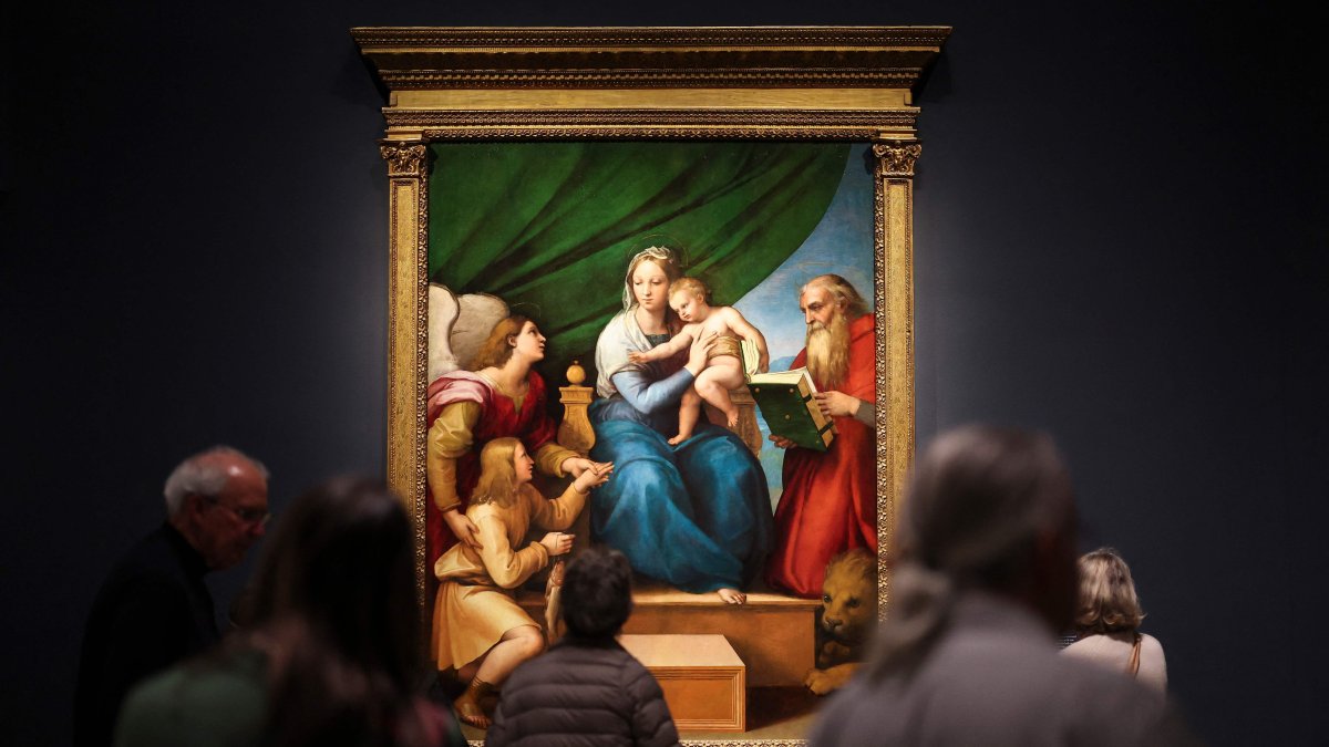 People attend the press preview of the exhibition "Raphael: Sublime Poetry" at the Metropolitan Museum of Art, New York, U.S., March 27, 2026. (AFP Photo)