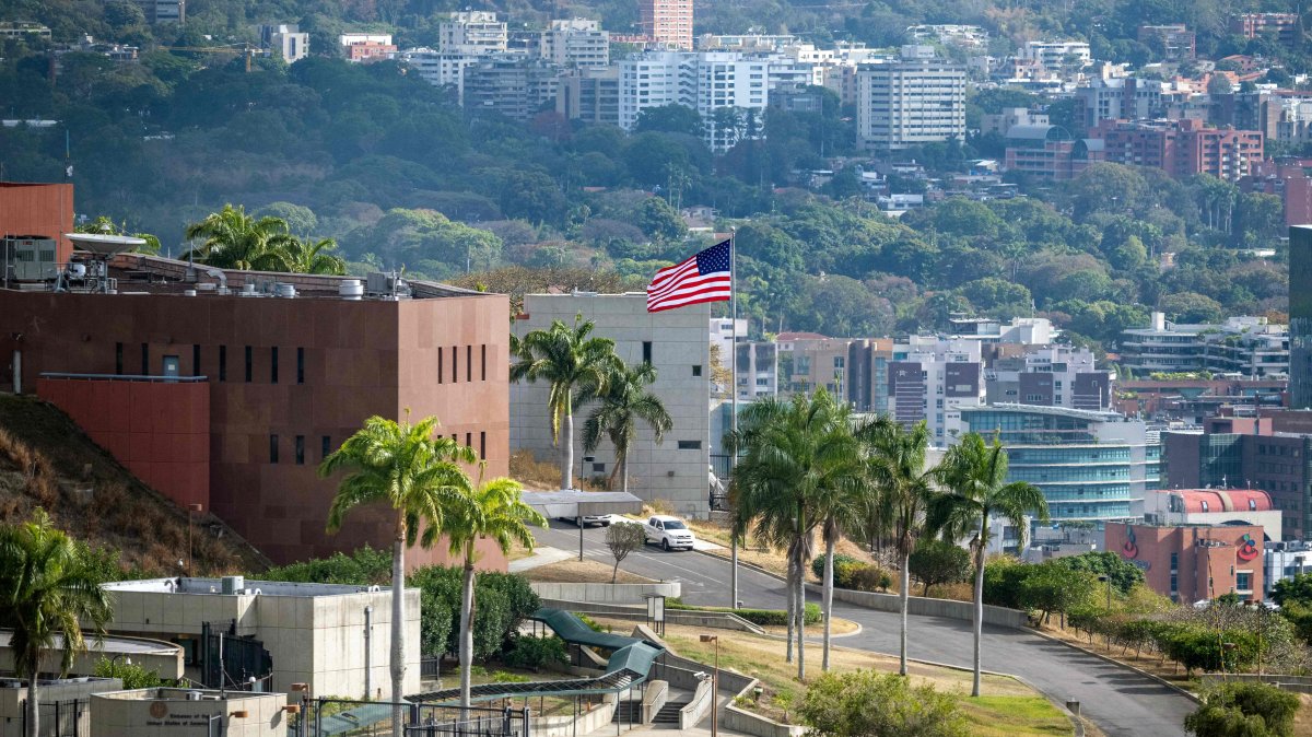 The U.S. flag flutters at the U.S. embassy in Caracas, Venezuela, March 14, 2026. (AFP Photo)