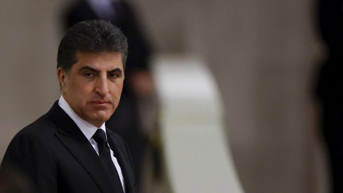 KRG leader Nechirvan Barzani pays his respects to Britain's Queen Elizabeth II, following her death, during her lying in state at Westminster Hall, in Westminster Palace, in London, Sunday, Sept. 18, 2022. (AP File Photo)