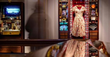 A visitor looks at the display cases in The Museum of Innocence, Istanbul, Türkiye, Feb. 10, 2026. (AFP Photo)