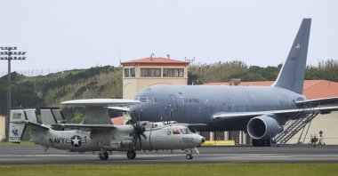 U.S. military aircraft are seen at the Lajes Air Base in Praia da Vitoria, Terceira Island, in the Azores archipelago, Portugal, March 21, 2026. (EPA Photo)