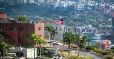 The U.S. flag flutters at the U.S. embassy in Caracas, Venezuela, March 14, 2026. (AFP Photo)