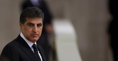 KRG leader Nechirvan Barzani pays his respects to Britain's Queen Elizabeth II, following her death, during her lying in state at Westminster Hall, in Westminster Palace, in London, Sunday, Sept. 18, 2022. (AP File Photo)