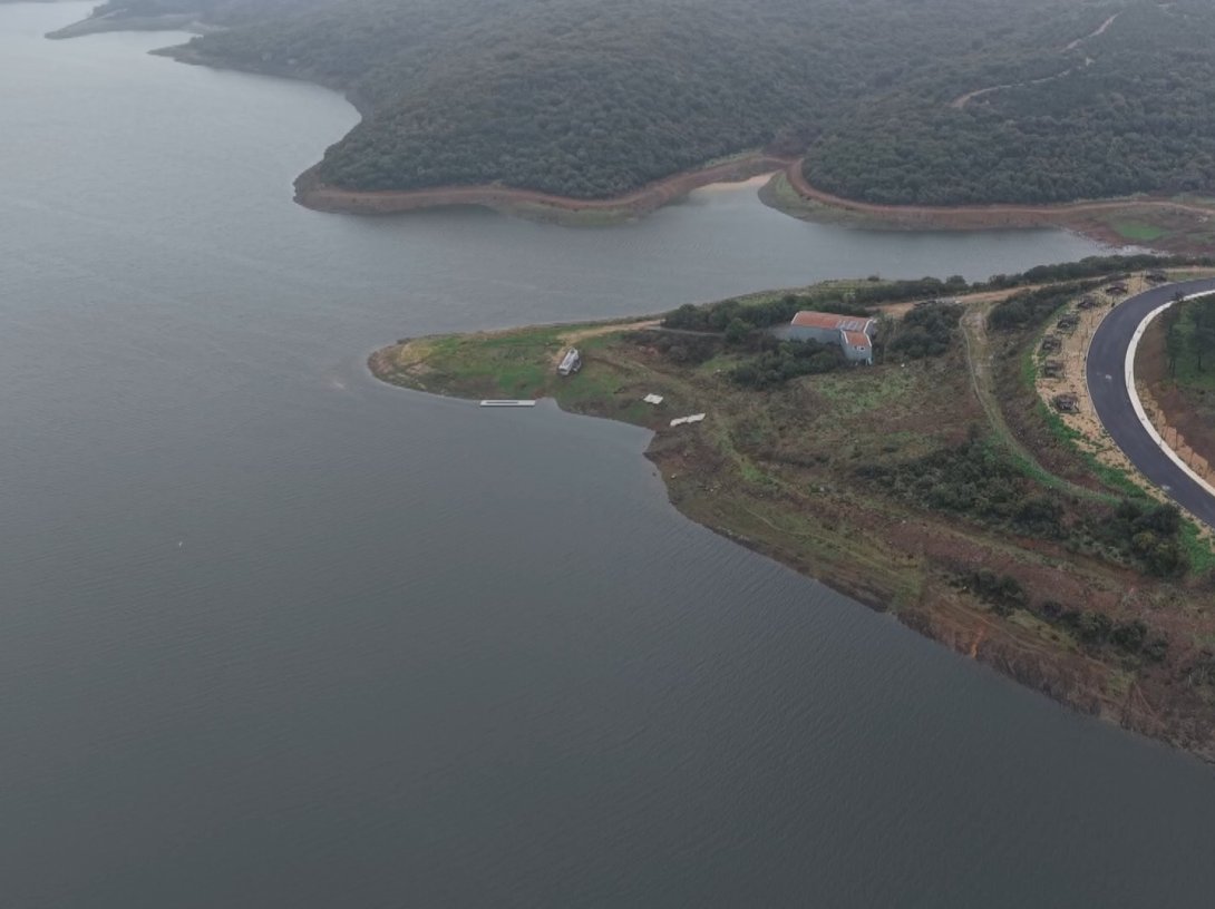 An aerial view of rising water levels in dams after intermittent rainfall, Istanbul, Türkiye, March 23, 2026. (DHA Photo)