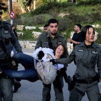 Israeli security detain protesters that had gathered outside the Knesset, the Israeli parliament, during a demonstration against the passing of a law allowing for the death penalty against Palestinians, in Jerusalem, March 31, 2026. (AFP Photo)