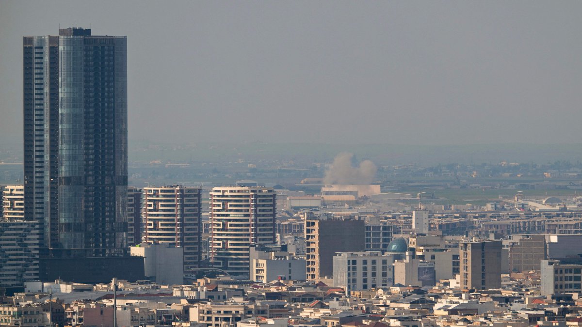 Smoke rises after an explosion near Erbil International Airport in Irbil, northern Iraq, March 6, 2026. (AFP Photo)