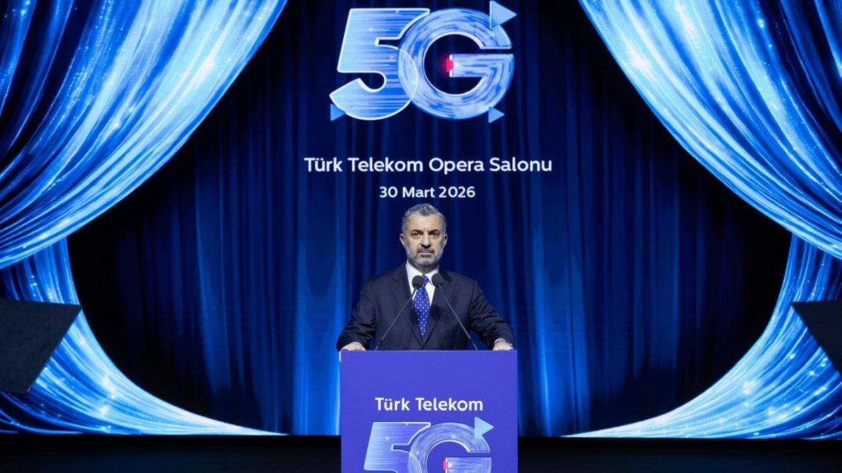Türk Telekom CEO Ebubekir Şahin speaks during an event to mark the launch of 5G services, Istanbul, Türkiye, March 30, 2026. (AA Photo)