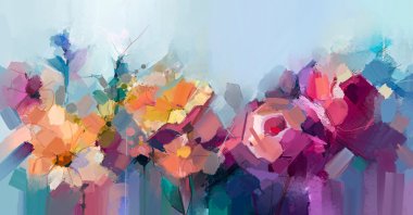 An abstract, colorful oil and acrylic painting of spring flowers. (Shutterstock Photo)