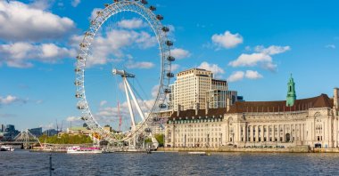 A general view of the London Eye (Millennium Wheel) and the County Hall building along the River Thames, London, U.K., April 29, 2024. (Shutterstock Photo)