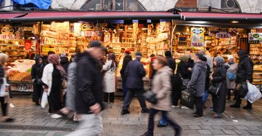 People walk in the famous Eminönü neighborhood, Istanbul, Türkiye, March 18, 2026. (AA Photo)
