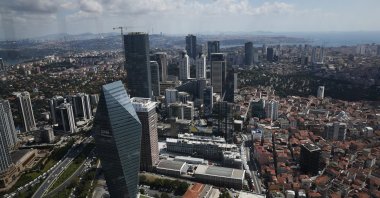 A general view of the financial and commercial Levent neighborhood, Istanbul, Türkiye,  Aug. 16, 2018. (AP Photo)