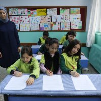 Students sign a “solidarity and friendship pledge” to prevent bullying and promote kindness in schools, Elazığ, Türkiye, March 26, 2026. (AA Photo) 