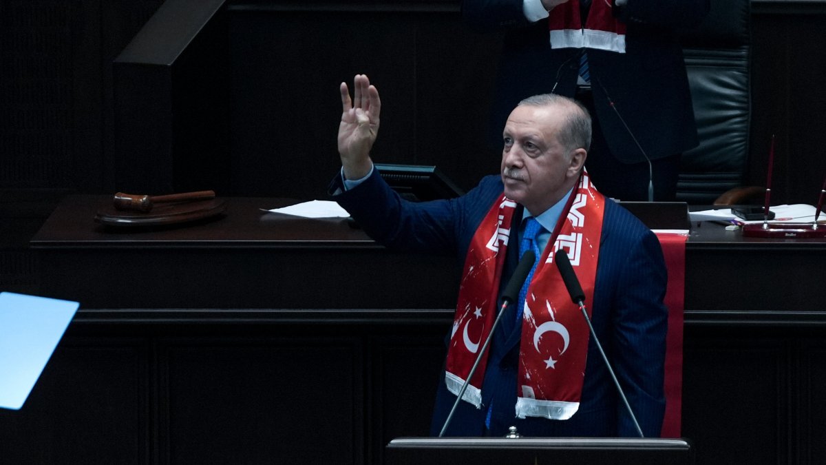 President Recep Tayyip Erdoğan speaks at the parliamentary group meeting of AK Party in Ankara, Türkiye, Apr. 1, 2026. (AA Photo) 