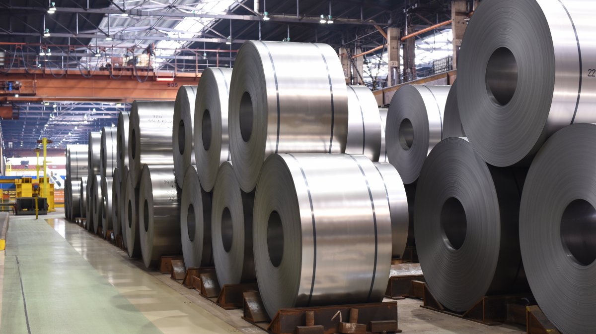 An industrial plant for the production of sheet metal in a steel mill. (Shutterstock Photo)