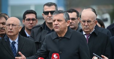 CHP Chair Özgür Özel speaks to journalists, Istanbul, Türkiye, March 30, 2026. (AA Photo)