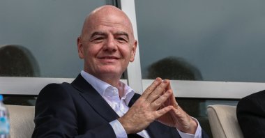 FIFA President Gianni Infantino (C) arrives to attend a friendly football match between Iran and Costa Rica, Antalya, Türkiye, March 31, 2026. (AFP Photo)