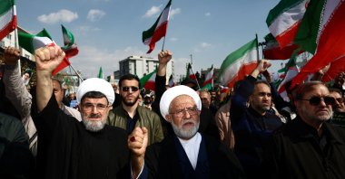 People attend a funeral ceremony for the Revolutionary Guards Navy Commander Alireza Tangsiri, killed in U.S/Israeli strikes, in Tehran, Iran, April 1, 2026. (Reuters Photo)