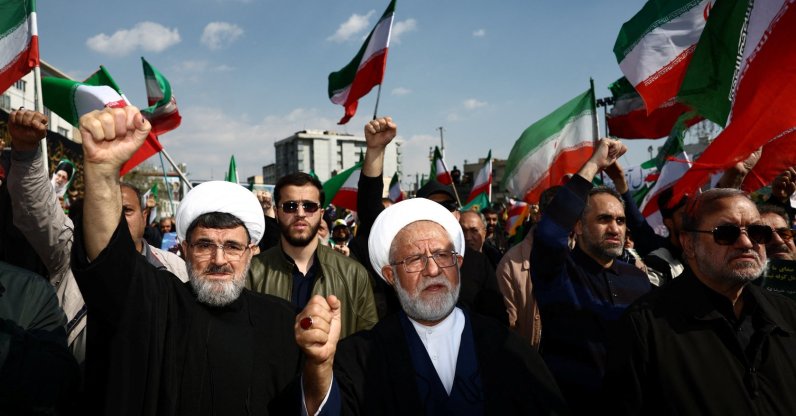People attend a funeral ceremony for the Revolutionary Guards Navy Commander Alireza Tangsiri, killed in U.S/Israeli strikes, in Tehran, Iran, April 1, 2026. (Reuters Photo)