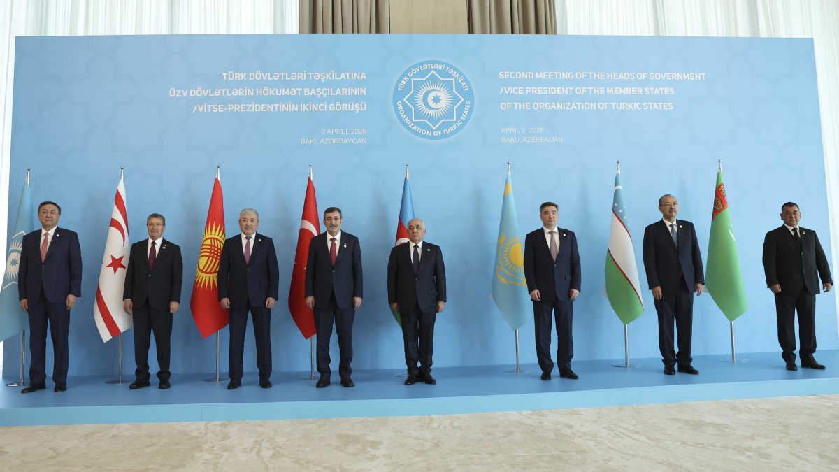 Vice President Cevdet Yılmaz attends a meeting of prime ministers and vice presidents of member states of the Organization of Turkic States, Baku, Azerbaijan, April 2, 2026. (AA Photo)