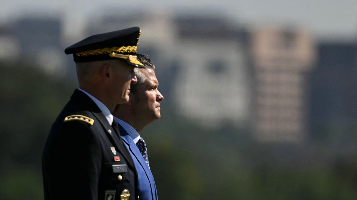 U.S. Secretary of Defense Pete Hegseth and U.S. Army Chief of Staff General Randy George attend the 2025 National POW/MIA Recognition Day ceremony at the Pentagon in Washington, D.C., Sept. 19, 2025. (AFP Photo)