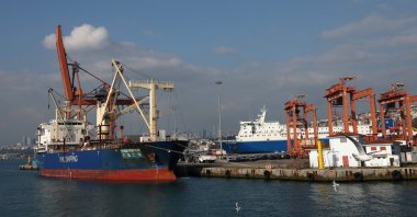 A cargo ship is moored at Haydarpaşa Port, Istanbul, Türkiye, Feb. 13, 2025. (Reuters Photo)