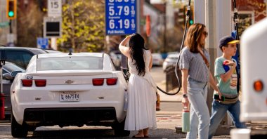 Gas prices over $5 a gallon are displayed at an Exxon gas station near the U.S. Capitol Building, Washington, D.C., U.S., March 31, 2026. (AFP Photo)
