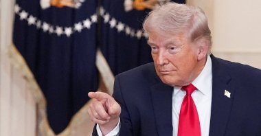 U.S. President Donald Trump gestures after delivering an address to the nation at the White House, Washington, D.C., U.S., April 1, 2026. (Reuters Photo)