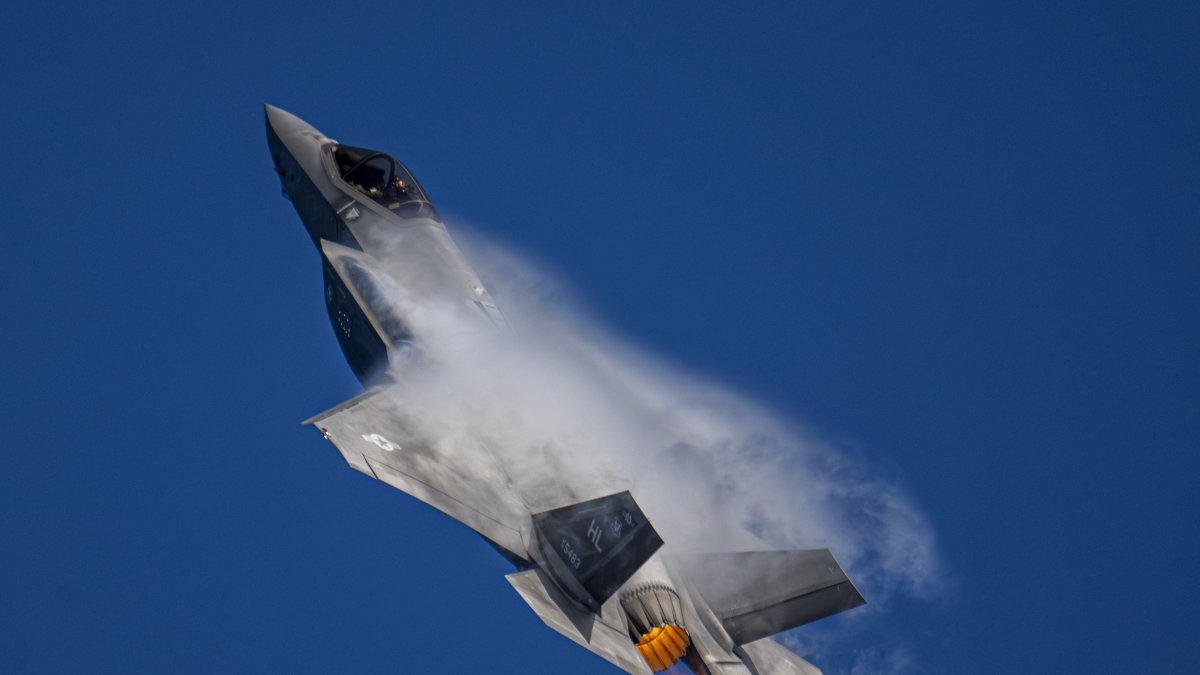 An F-35 fighter jet is seen in this unspecified location. (DHA File Photo)