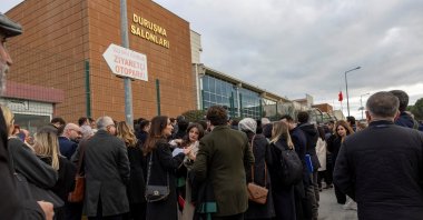Lawyers, journalists and family members wait to enter the trial of Ekrem Imamoglu, the jailed mayor of Istanbul, during his first hearing over corruption accusations, at the Marmara-Silivri Prison and Courthouse Complex, Istanbul, Türkiye, March 9, 2026. (Reuters Photo)