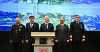 Governor Davut Gül (C) announces Istanbul’s first-quarter law enforcement data during a press conference, Istanbul, Türkiye, April 3, 2026. (AA Photo) 