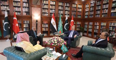 The foreign ministers of Pakistan, Türkiye, Egypt and Saudi Arabia hold a meeting, Islamabad, Pakistan, March 29, 2026. (AA Photo)