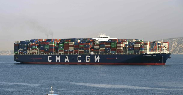 A container ship operated by the French CMA CGM shipping company runs into the port of Marseille on June 29, 2018. (AFP File Photo)