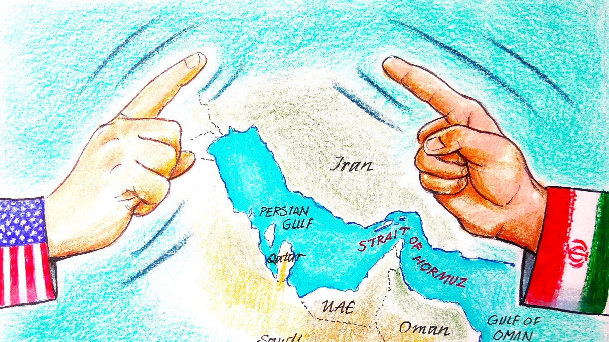 "Among Iran's five stated conditions for ending the war is recognition of its sovereignty over the Strait of Hormuz." (Illustration by Erhan Yalvaç)