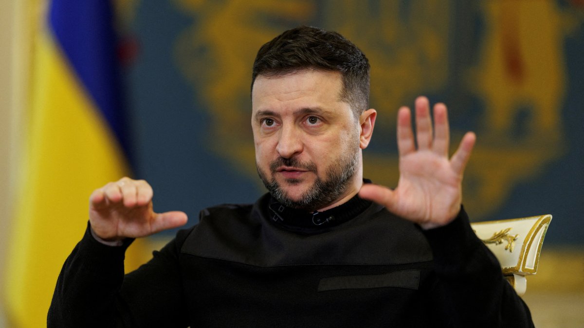 Ukraine's President Volodymyr Zelenskyy speaks during an interview with Reuters, amid Russia's attack on Ukraine, in Kyiv, Ukraine, March 25, 2026. (Reuters Photo)