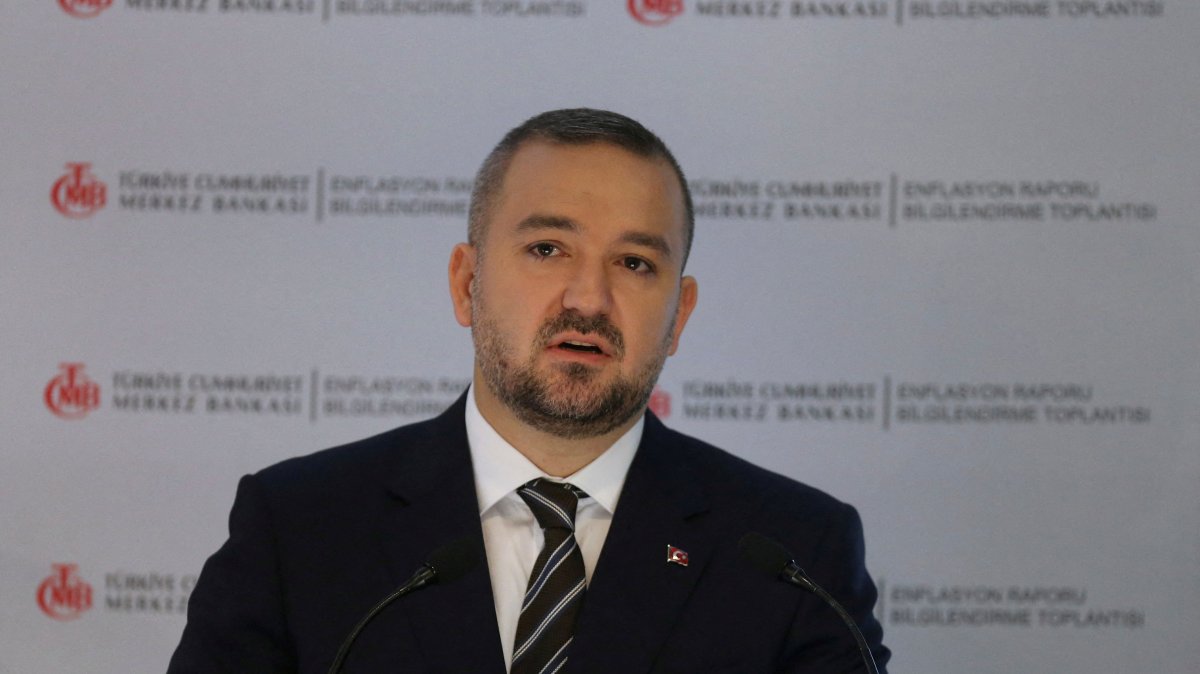 Central Bank of the Republic of Türkiye (CBRT) Governor Fatih Karahan speaks during a press conference, Ankara, Türkiye, Feb. 8, 2024. (Reuters Photo)