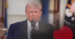 President Donald Trump speaks about the Iran war from the Cross Hall of the White House in Washington, D.C., U.S., April 1, 2026. (EPA Photo)