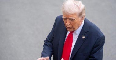 U.S. President Donald Trump speaks to reporters before departing for a state visit to the U.K., Washington, U.S., Sept. 16, 2025. (DHA Photo)