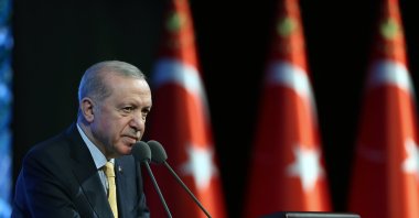 President Recep Tayyip Erdoğan speaks at a water infrastructure strengthening project opening, Ankara, Türkiye, April 2, 2026. (AA Photo)