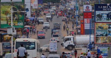 A GASO Petroleum Limited signage displays prices of petrol and diesel near a street, Tema, Ghana, April 1, 2026. (Reuters Photo)