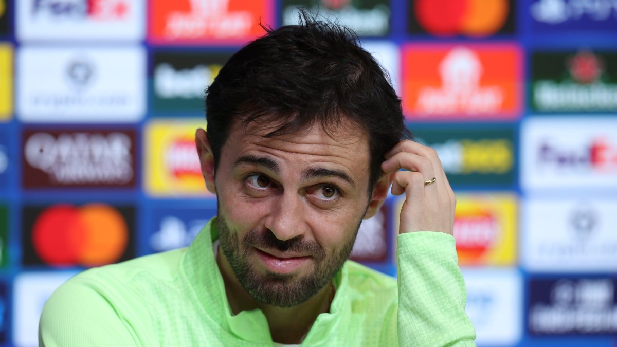 Manchester City's Bernardo attends a press conference, Manchester, U.K., March 16, 2026. (EPA Photo)