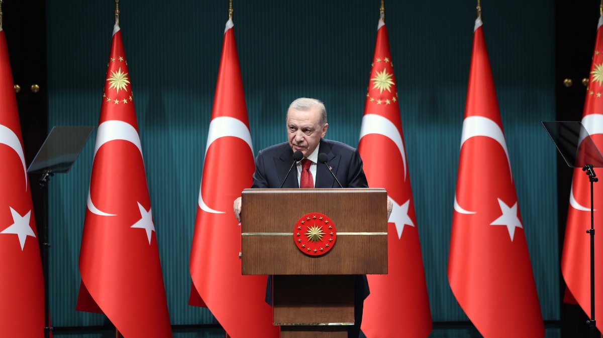 President Recep Tayyip Erdoğan speaks at a news conference after a Cabinet meeting in Ankara, March 23, 2026. (IHA File Photo)
