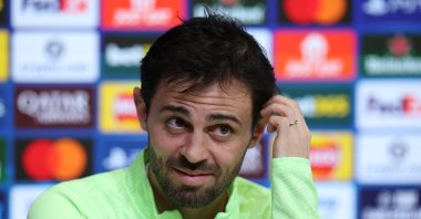 Manchester City's Bernardo attends a press conference, Manchester, U.K., March 16, 2026. (EPA Photo)