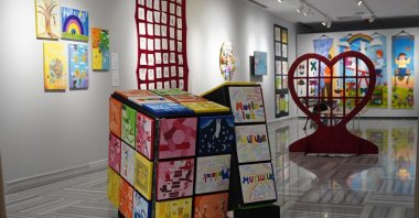 A general view of the "Bring Your Art Together with Happiness" exhibition, part of the 8th International Istanbul Children and Youth Art Biennial, Istanbul, Türkiye, April 4, 2026. (Photo courtesy of Beyoğlu Municipality)