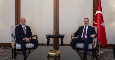 Foreign Minister Hakan Fidan (R) hosts U.S. envoy Thomas Barrack, Ankara, Türkiye, April 6, 2026. (AA Photo)