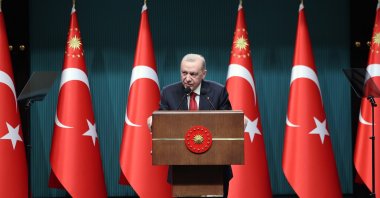 President Recep Tayyip Erdoğan speaks at a news conference after a Cabinet meeting in Ankara, March 23, 2026. (IHA File Photo)