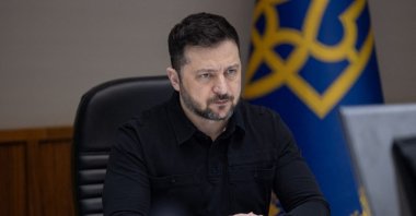 Ukraine’s President Volodymyr Zelenskyy speaks from Kyiv to EU leaders via video link during a roundtable of the EU Summit at the EU headquarters in Brussels, March 19, 2026. (AFP File Photo)