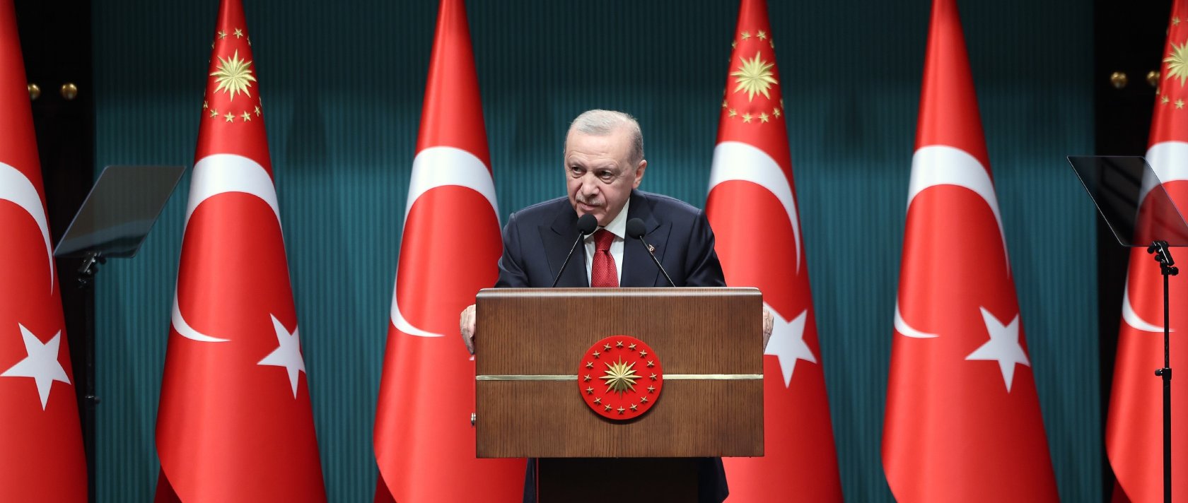 President Recep Tayyip Erdoğan speaks at a news conference after a Cabinet meeting in Ankara, March 23, 2026. (IHA File Photo)