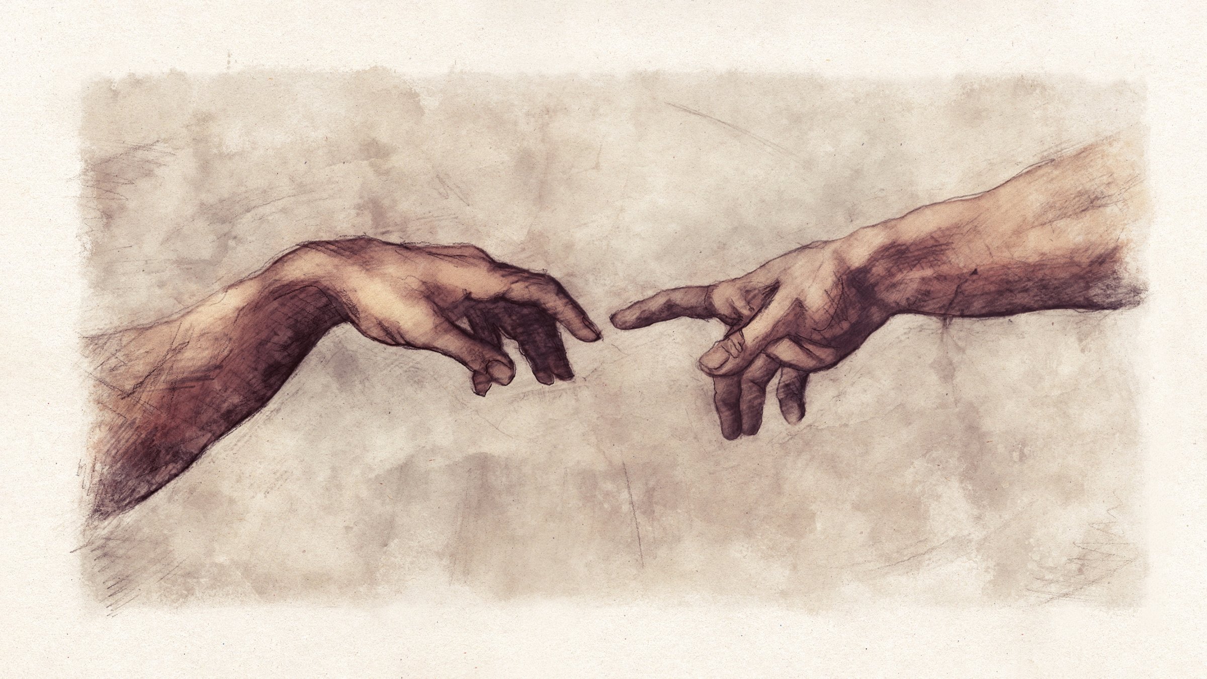 Hands reaching, digitally illustrated in the style of Renaissance sketches. (Shutterstock Photo)